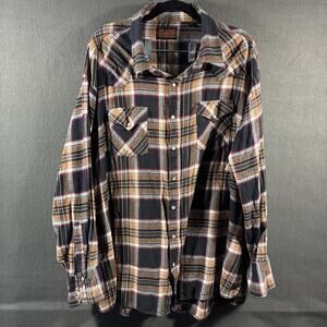 plains men shirt 3x black buffalo plaid pearl snap western rodeo cowboy flannel